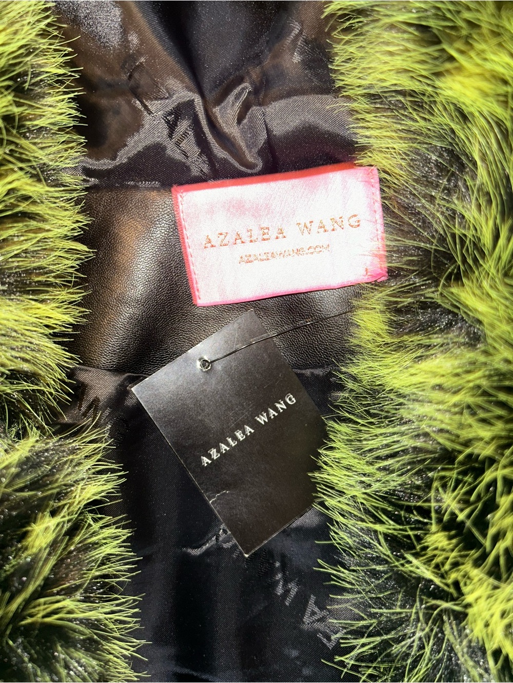 Azalea Wang nwt L Women's Vibrant Green Faux Fur Hooded Teddy Jacket coat thick - Picture 15 of 16